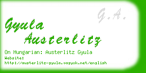 gyula austerlitz business card